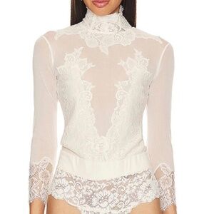 Free People- We are HAH- Take HAH Bow reversible Bodysuit in La Creme-